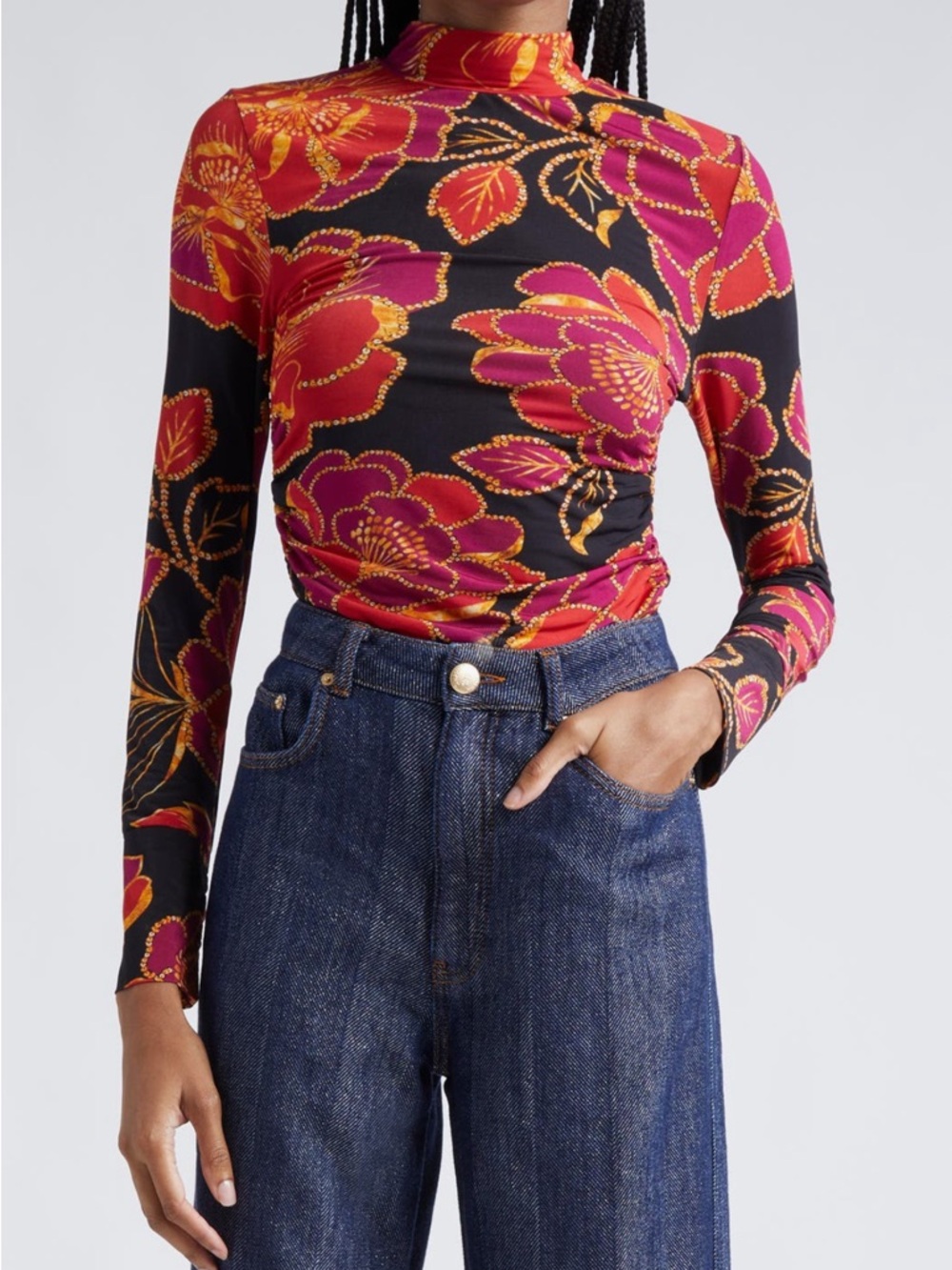 FARM Rio Shiny Chita Print Jersey Top NWT Size XS